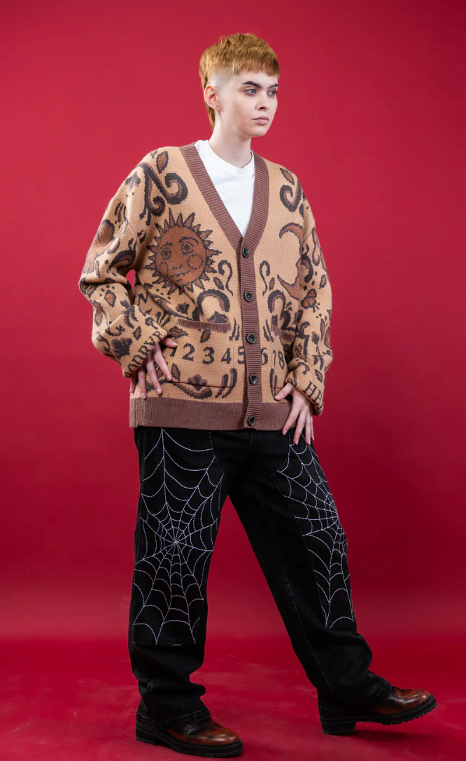 Ouija Board Cardigan Sweater - brown | Norfolk Candle Co.